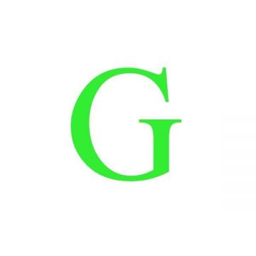 Sticker decorativ, Litera G, inaltime 20 cm, verde fluorescent