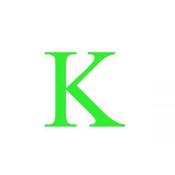 Sticker decorativ, Litera K, inaltime 15 cm, verde fluorescent