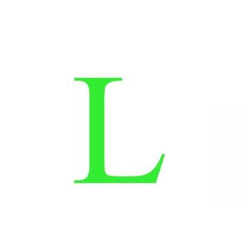 Sticker decorativ, Litera L, inaltime 15 cm, verde fluorescent