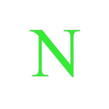 Sticker decorativ, Litera N, inaltime 15 cm, verde fluorescent
