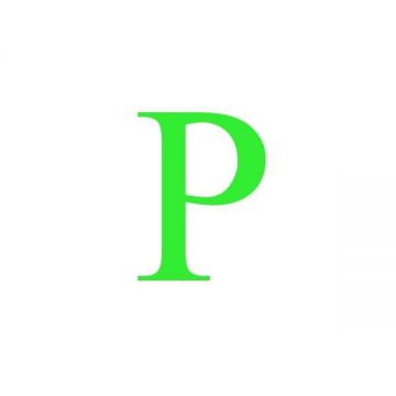 Sticker decorativ, Litera P, inaltime 20 cm, verde fluorescent