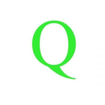 Sticker decorativ, Litera Q, inaltime 15 cm, verde fluorescent