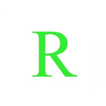 Sticker decorativ, Litera R, inaltime 20 cm, verde fluorescent