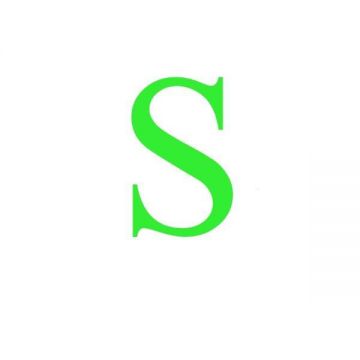 Sticker decorativ, Litera S, inaltime 20 cm, verde fluorescent