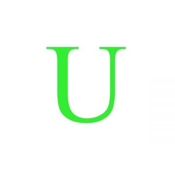 Sticker decorativ, Litera U, inaltime 20 cm, verde fluorescent