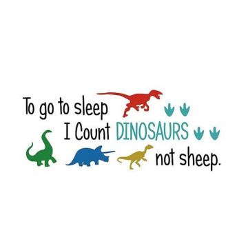 Sticker decorativ, Mesaj Culcare Dinozauri, 60x30 cm
