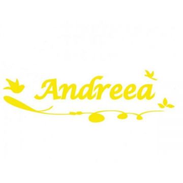 Sticker decorativ, Pasari Andreea, galben, 56x24 cm