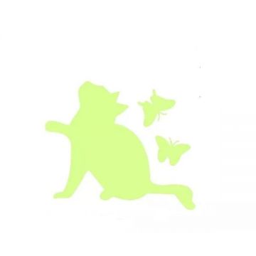 Sticker decorativ, pentru intrerupator, Pisica fosforescenta, 10 x 8.5 cm
