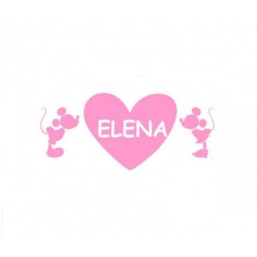 Sticker decorativ, Soricei Inima Elena, roz, 50x22 cm