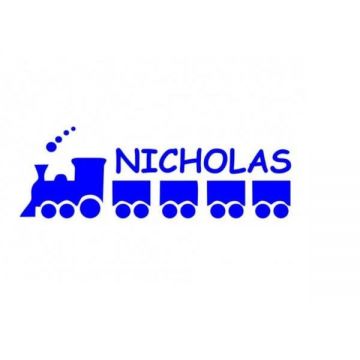 Sticker decorativ, Trenulet Nicholas, albastru, 50x17 cm