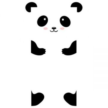 Sticker decorativ usa Ursuletul Panda, negru, 96 x 85 cm