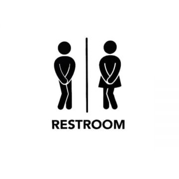 Sticker indicator toaleta, Restroom, negru, 25x16 cm