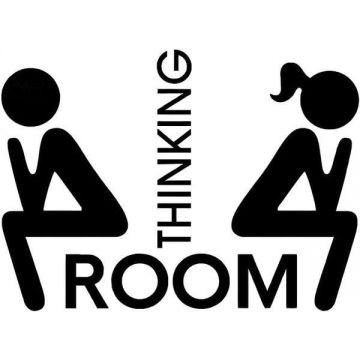 Sticker indicator toaleta, Thinking room, negru, 22x16 cm