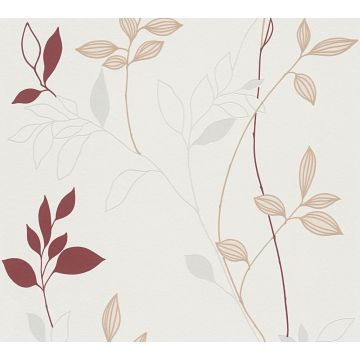 Tapet netesut Avenzio 4 249739,alb/rosu, floral, 10 m x 53 cm