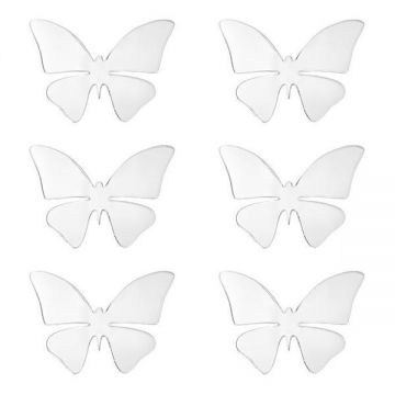Set 6 fluturi 3D, autocolant de perete, stickere acrilice oglinda