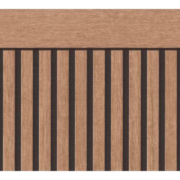 Tapet vinil As Creation 397444, bej, model 3D tip riflaj lemn, 5 x 1.06 m