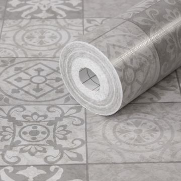 Autocolant perete, faianta stil marocan, gri/alb, 45cmx2m, Vénilia
