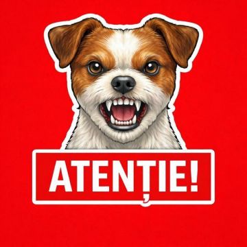 Banner indicator avertizare Atentie Caine Jack Russell Terrier 30x30cm