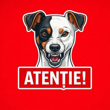 Banner indicator avertizare Atentie Caine Parson Russell Terrier 30x30cm